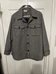 LOFT Damen Hahnentritt Shacket Größe Large Wollmischung schwarz cremeweiß - Bild 1 von 8