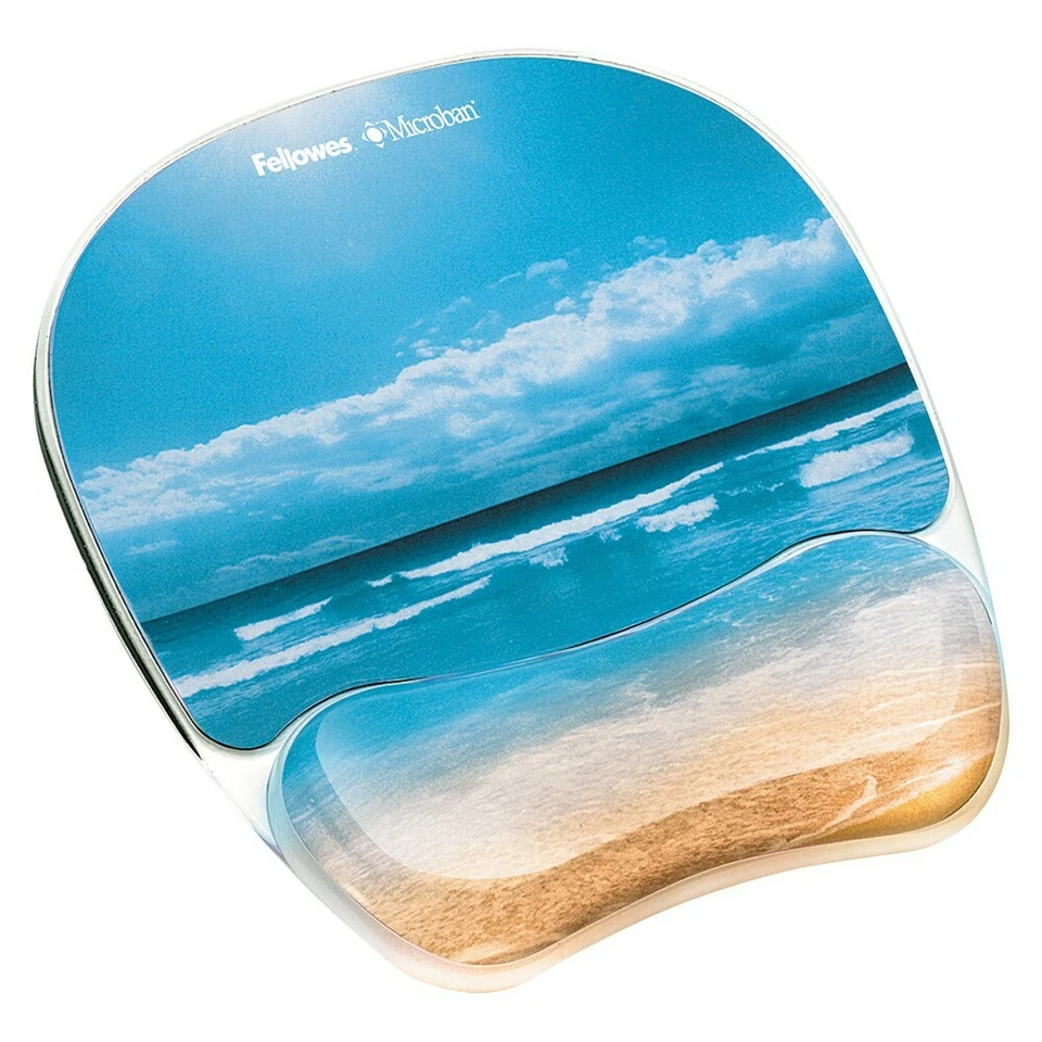 Fellowes Photo Microban Gel Mouse Pad with Wrist Rest - Sandy Beach - Image 1 of 2