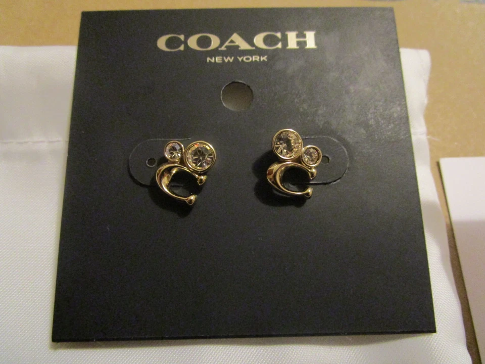 Coach gold-plated crystal earrings
