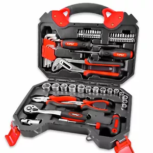 TOPEX 52-Piece Hand Tool Kit Portable Home/Auto Repair Set w/ Storage Case - Picture 1 of 12