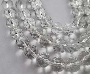 14mm Clear Faceted Round Glass Beads Strand - 18 Beads - Picture 1 of 2