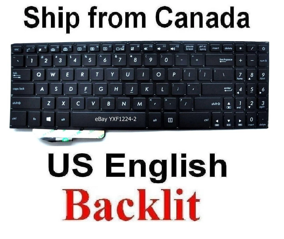 Keyboard for ASUS N580 N580V N580VD N580G N580GD - US English Backlit - Image 1 of 1
