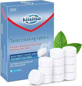 Toilet Bowl Cleaners Tablets(12 Pack), Household Lime Rust Removers, Automatic T - Picture 1 of 4