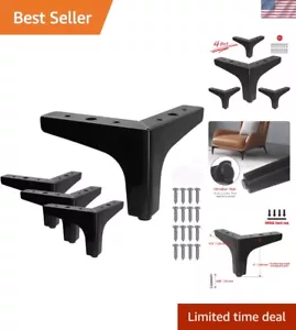 4-Pack 4-Inch Modern Matte Black Furniture Legs for Sofas & Tables - Heavy Duty - Picture 1 of 10