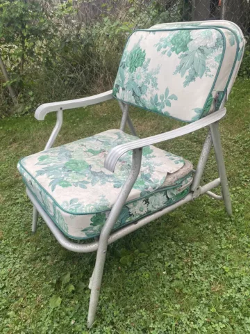 Vintage Mid Century Modern Outdoor Metal Lounge Chair Patio Porch Lawn Cover