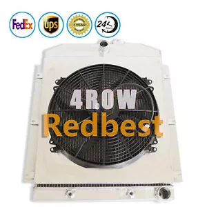 4Row Alu Radiator Shroud Fan Fit 1947-54 Chevy Fleetmaster/Truck/Fleetline #5100 - Foto 1 di 3