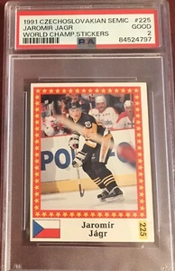 1991 Jaromir Jagr Semic PSA 2 Pop 1 Czech Sticker Future HoF & 1990 Foodland 2 - Picture 1 of 6