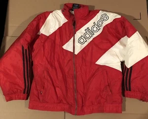 Vintage Adidas Mens Red Puffer Full Zip Trefoil Jacket Size Medium #88387 - Picture 1 of 7