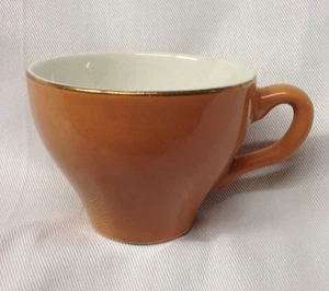 SWINNERTONS NESTOR PERGAMENT MOONGLO DEMITASSE TASSE 4 OZ DUNKELORANGE GOLDRAND - Bild 1 von 7