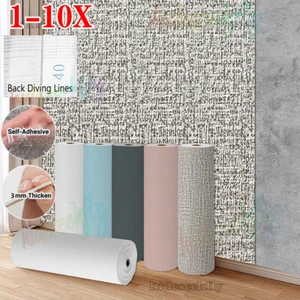 10X Self Adhesive Thick Wallpaper 3D Faux Linen Textured·Waterproof Wall Sticker - Picture 1 of 65