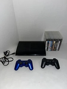 Sony PlayStation 3 PS3 Super Slim CECH-4301C Black Console Bundle Remotes/games! - Picture 1 of 14