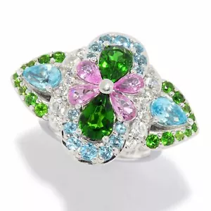 Anello Meher's Jewelry Zaffiro Rosa, Topazio Cromato Diopside 5,45ctw Multi Gemma - Foto 1 di 5