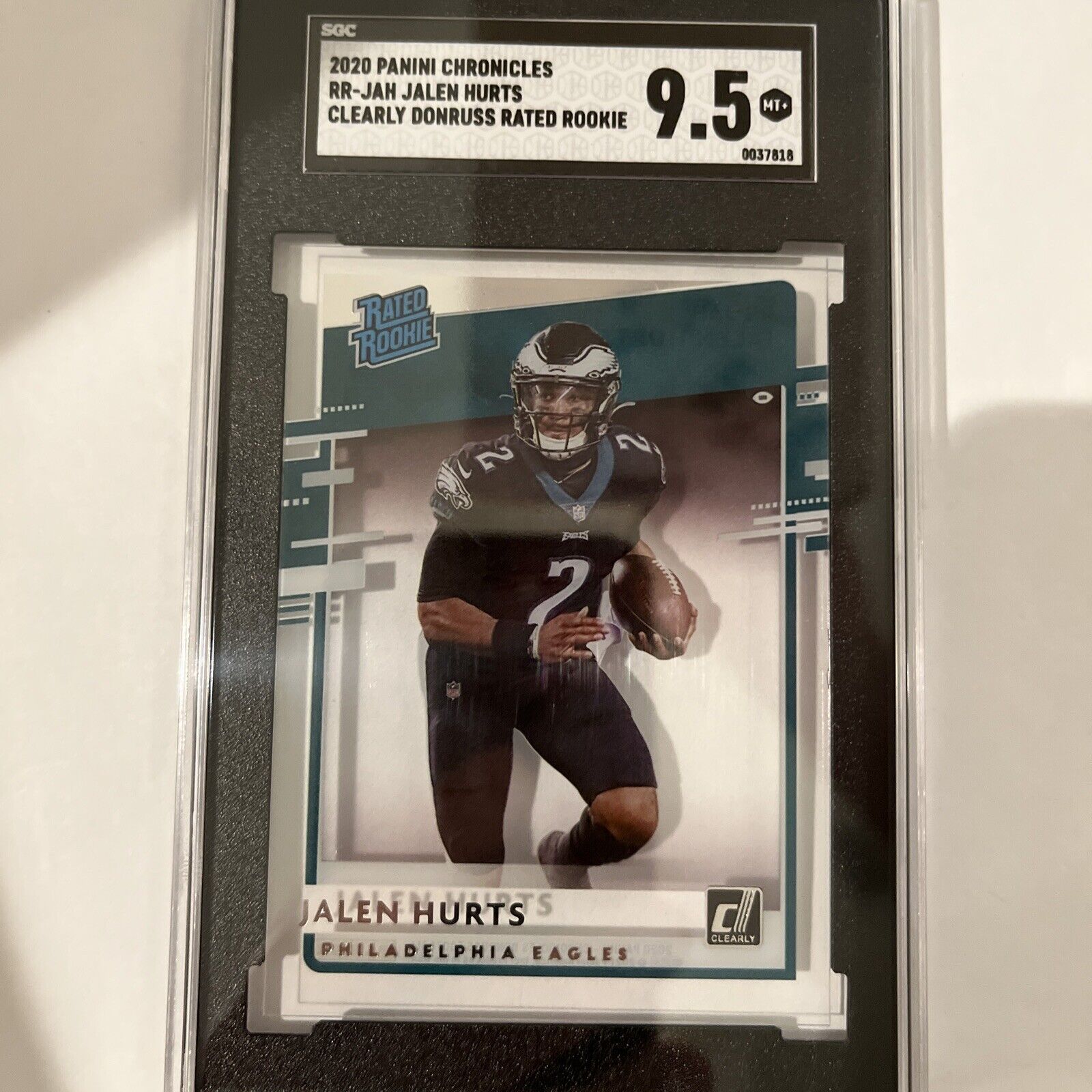 2020 Panini Chronicles Jalen Hurts Clearly Donruss RR Rookie/RC SGC 9.5 Eagles