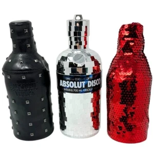 ABSOLUT Vodka DISCO + MASQUERA + ROCK SKIN Custodie per 1 Litro Edizione da Collezione RARO - Foto 1 di 14