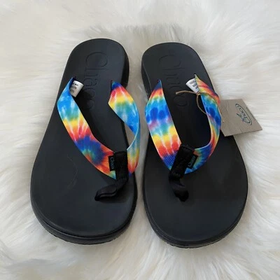 全新 带盒 Chaco 男式 Chillos 人字拖 深色 领带 染料 尺码 11 — 第 1/4 张图片