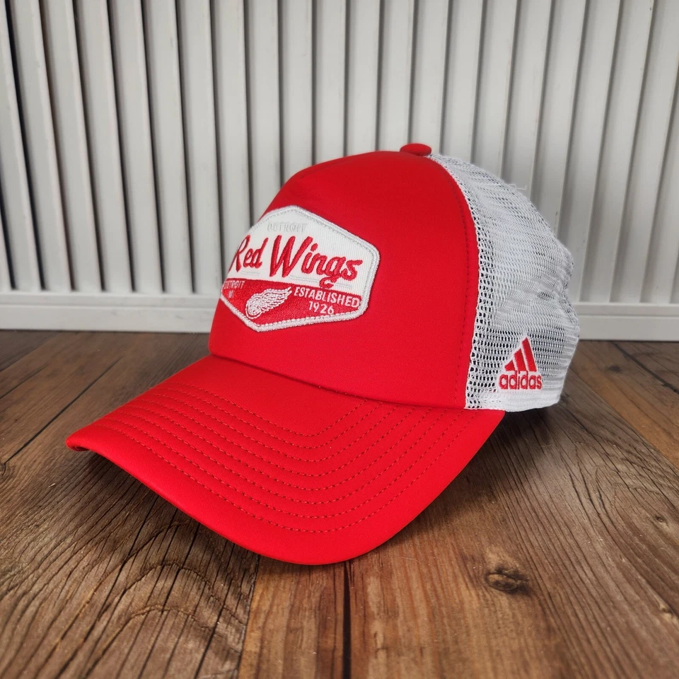 Detroit Red Wings Adidas Gorra Gorra Snapback Malla Rojo Blanco NHL Hockey Deportes Parche Foto 1 de 4
