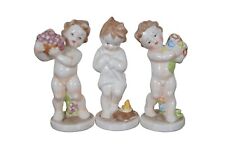 3 Vintage 1930s Goebel Hummel Porcelain Cherub Figurines Germany Grapes Fireside