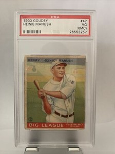 1933 Goudey Heinie Manush PSA 3 VG NO. 47