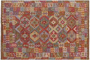Tappeto Kilim geometrico tessuto piatto 6' 8" X 9' 11" - P4429 - Foto 1 di 8