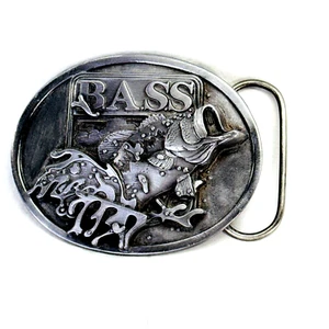 BIG MOUTH BASS FISH SILVERTONE BELT BUCKLE MADE IN U.S.A. Fishing - Picture 1 of 10