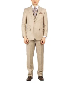 Men's Suit Modern Fit 3-Piece (Jacket, Vets, Trousers) Peak Lapel - CLEARANCE - Picture 1 of 59