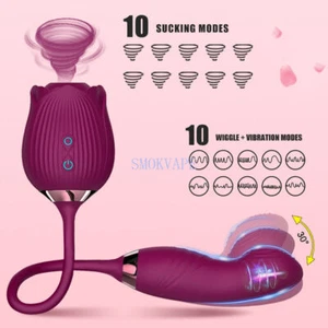 Rose Sucking Vibrator Thrusting Massager Women Rechargeable Toys use Lubricants - Picture 1 of 22