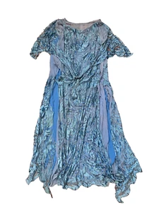 1920s slate blue couture lace beaded angel sleeve capelet dress INCREDIBLE - Picture 1 of 21