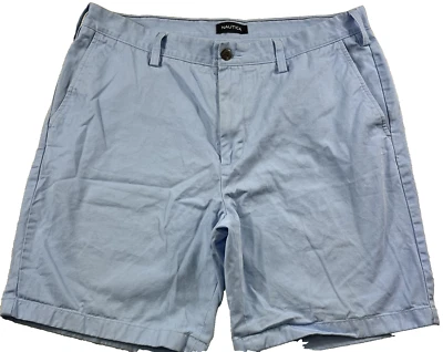 Шорты мужские Nautica Chino 36/8 детские синие плоские спереди удобные для деки конькобежца короткие - Изображение 1 из 4