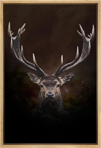 Wall26 Majestic Stag Portrait Framed Wall Art Wildlife Photography Canvas Print - Picture 1 of 15