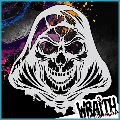 Reaper Skull #1 - Reusable Airbrush Stencil Template - Image 1 of 4