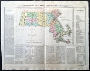 1825 Buchon - Carey, Lea - Large Antique Map State Massachusetts, North America - Picture 1 of 3