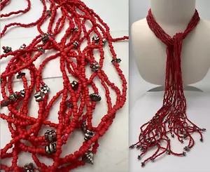 Grand collier multi-rang en perles de corail - Picture 1 of 12