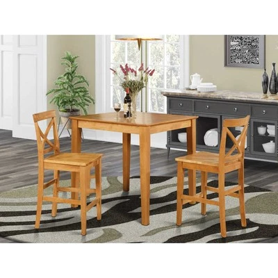 East West Furniture PUBS5-OAK-W 5 Piece Kitchen Counter Set Includes a Square Di - Image 1 of 4