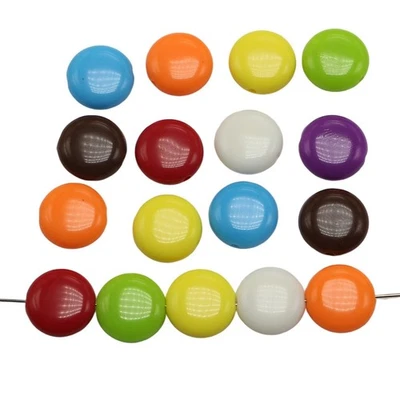 100pcs Mixed Bubblegum Color Acrylic Coin Flat Round Disc Bead 12mm Spacer Craft - Image 1 of 4