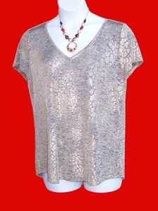 Casa Blanca Mercado Negro Lámina Dorada Top Talla XL Cuello en V Estampado Leopardo Blusa Camisa - Imagen 1 de 14