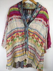 Johnny Was Maci Reversible Georgette Kimono with Embroidered Trim Size S - Picture 1 of 7