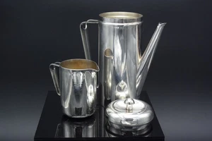 c1970s PM Italy Silverplate Coffee Pot & Creamer Vintage MCM Tableware - Bild 1 von 7