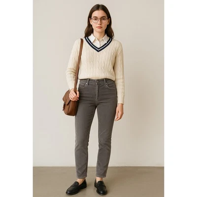 Pantalones de pana AG Adriano Goldschmied talla 30R gris Stevie tobillo ajustados rectos Foto 1 de 4