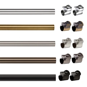 Set di aste per pali per tende ad occhiello da incasso 28 mm, senza anelli, fino a 250 cm - Foto 1 di 8