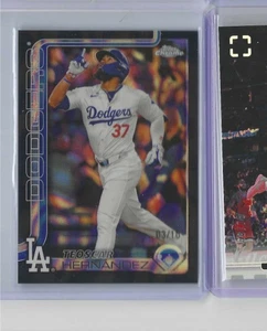 2025 Topps Chrome Baseball Black Refractor Teoscar Hernandez Dodgers /10 - Picture 1 of 2