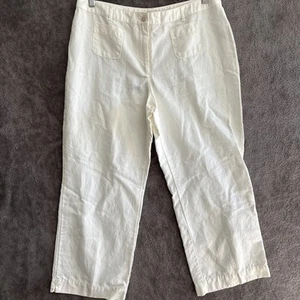 J. Jill Linen Blend Pants Size 16 Petite Ivory Wide Leg Summery Classic Minimal - Picture 1 of 8