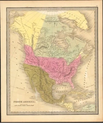 1840 North America antique map by Greenleaf - 14.2" x 12" scarce 1st edition - Image 1 of 4
