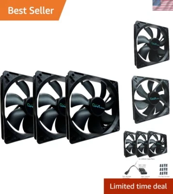 Trío de ventiladores de caja negra silenciosa de 120 mm de 3 pines y 4 pines - Flujo de aire y longevidad mejorados Foto 1 de 4
