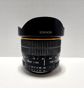 Rokinon Manual Focus 8mm f3.5 CS Fish-Eye Lens Nikon F Mount - Picture 1 of 7