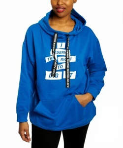 DUBGEE By Whoopi I Reserve The Right Blue Long Sleeve Hoodie Sweatshirt NWT 1X - Picture 1 of 4