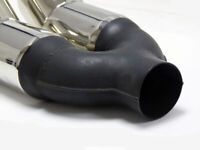 Universal 2-1//2/" Inlet with 3.5/" Dual Round DTM Muffler Tip Straight Cut T46