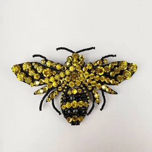 New Gucci Yellow/Black Crystal Bee Large Brooch 470639 8272 d - Picture 1 of 6