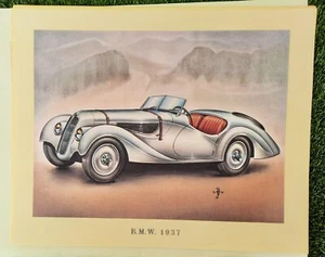 Auto B.M.W. 1937 BMW Oldtimer Kunstdruck Vintage Plakat Poster Bild 37,5x30,5 cm - Bild 1 von 7