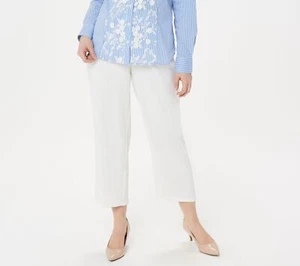 Linea by Louis Dell'Olio Petite Zip-Front Crop Pants, Ivory, Size: Petite 12 - Picture 1 of 1