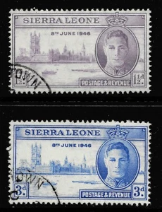 KING GEORGE VIth VICTORY STAMPS. SIERRA LEONE SG201-202. FINE USED. - Picture 1 of 1
